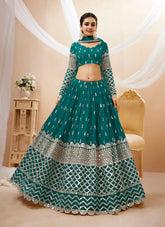 Elegant Georgette Lehenga Choli in Teal Blue